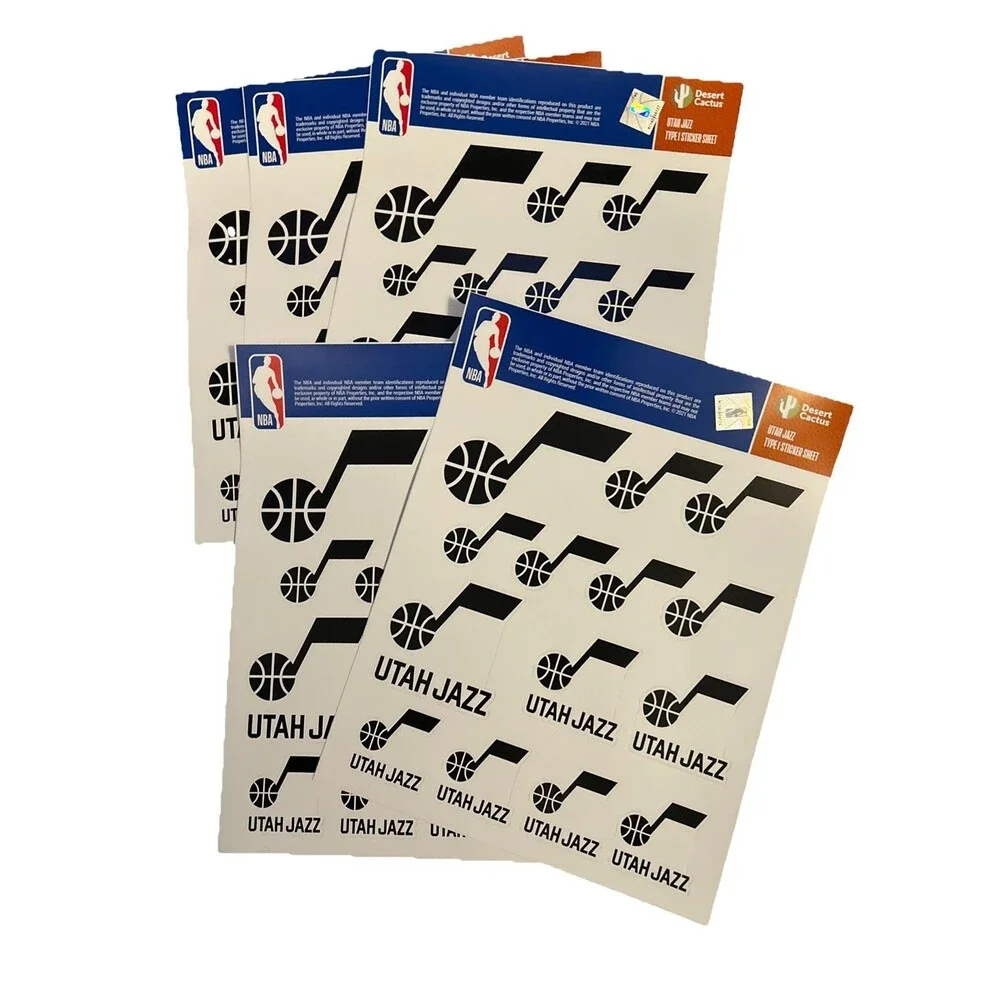 Utah Jazz Sticker Sheets Lot NBA Basketball Vinyl Decal Car Laptop Water Bottle